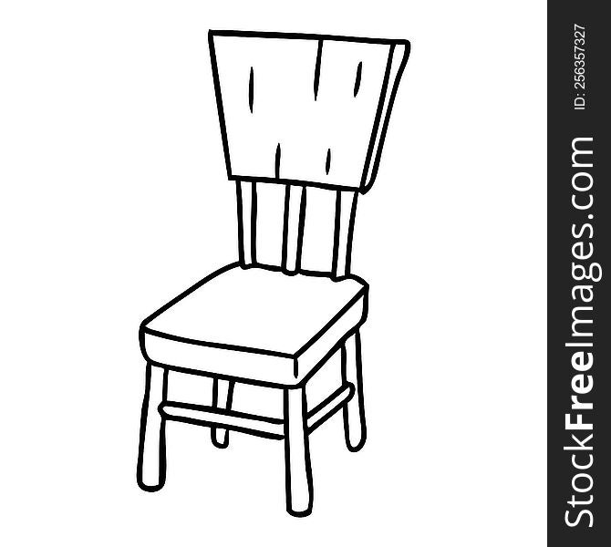 hand drawn line drawing doodle of a  wooden chair