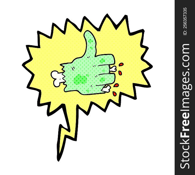 Comic Book Speech Bubble Cartoon Zombie Hand
