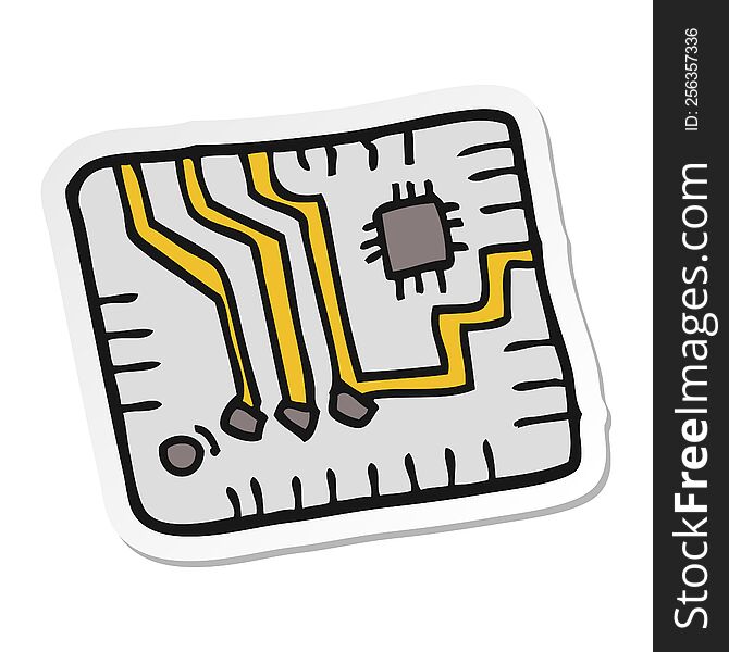 Sticker Of A Cartoon Computer Circuitboard