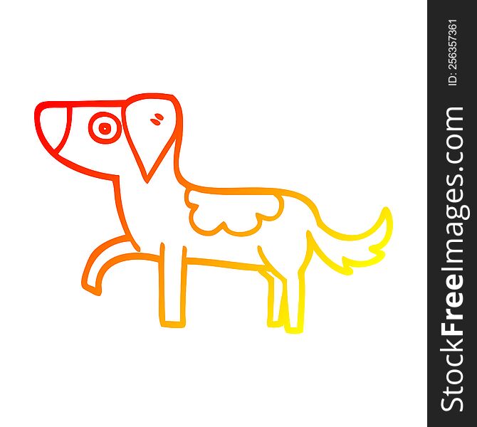 Warm Gradient Line Drawing Cartoon Standing Dog