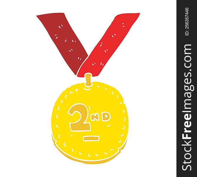 Flat Color Illustration Of A Cartoon Sports Medal