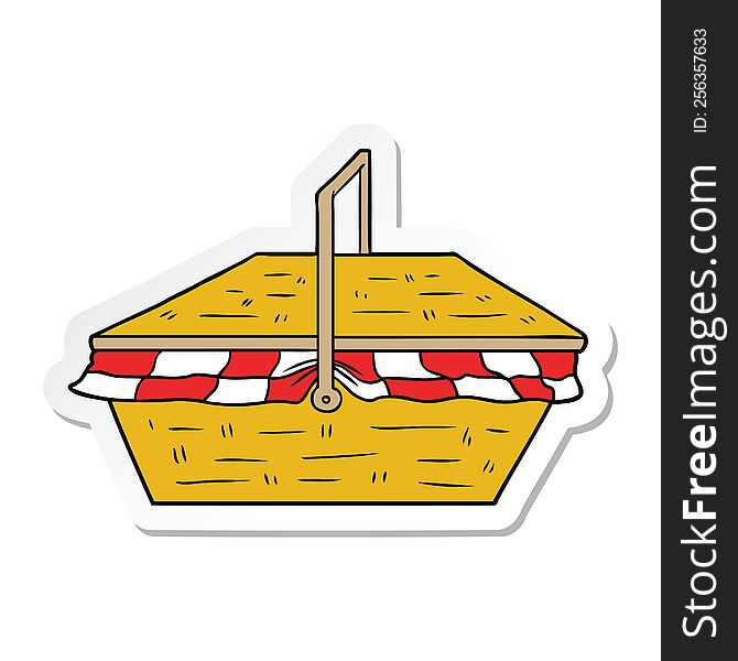 sticker of a cartoon picnic basket