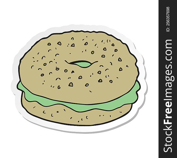sticker of a cartoon bagel