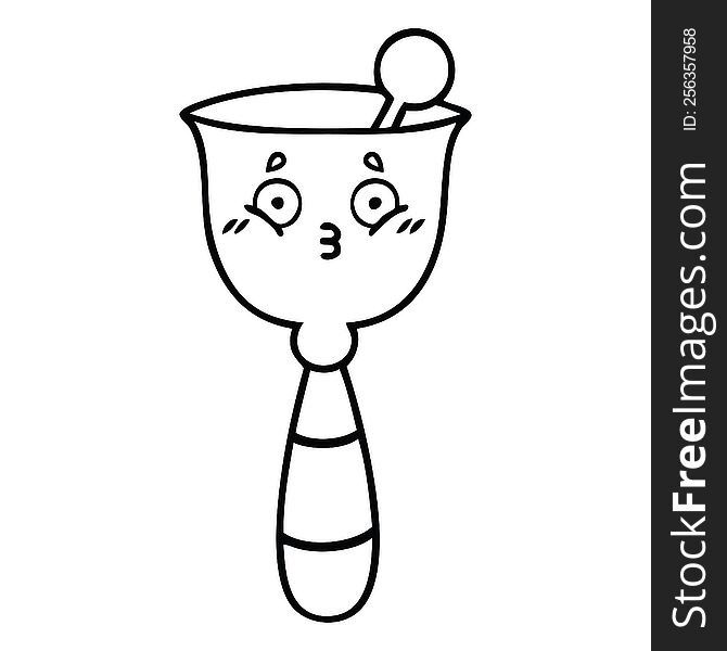 line drawing cartoon of a school bell
