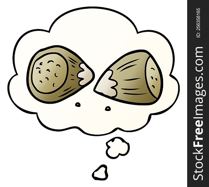 cartoon hazelnuts with thought bubble in smooth gradient style