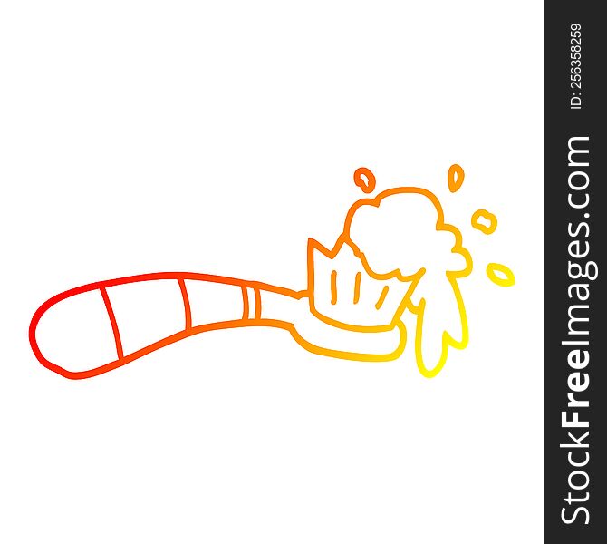 warm gradient line drawing of a cartoon toothbrush