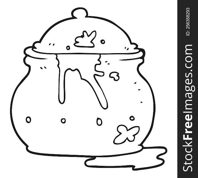 Black And White Cartoon Messy Mustard Pot