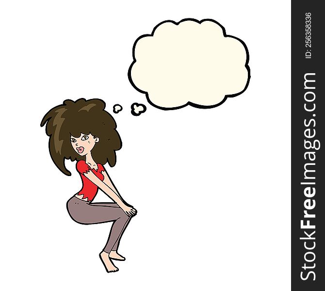 Cartoon Woman With Big Hair With Thought Bubble