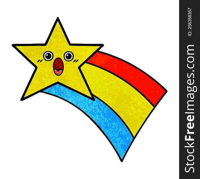 Retro Grunge Texture Cartoon Shooting Rainbow Star