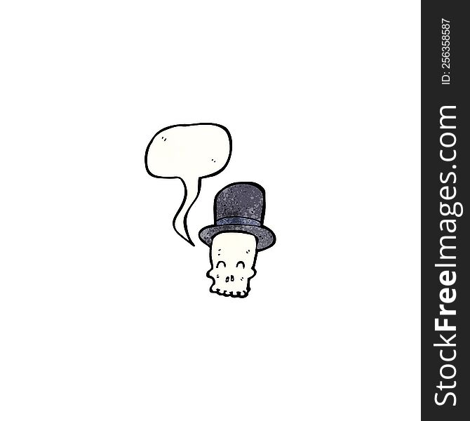Skull In Top Hat Cartoon