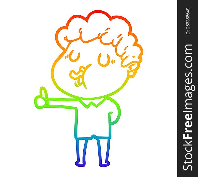 Rainbow Gradient Line Drawing Cartoon Man Singing