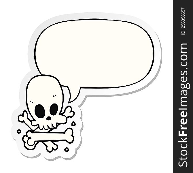 cartoon skull and bones and speech bubble sticker