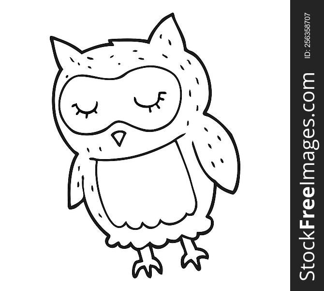 Black And White Cartoon Owl