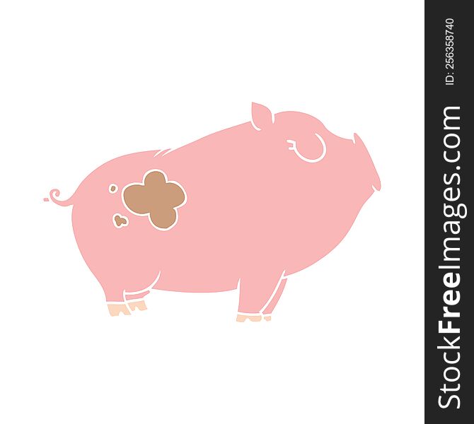 flat color style cartoon pig