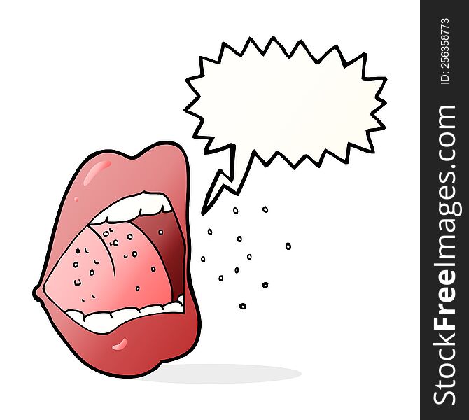 cartoon sneezing mouth with speech bubble