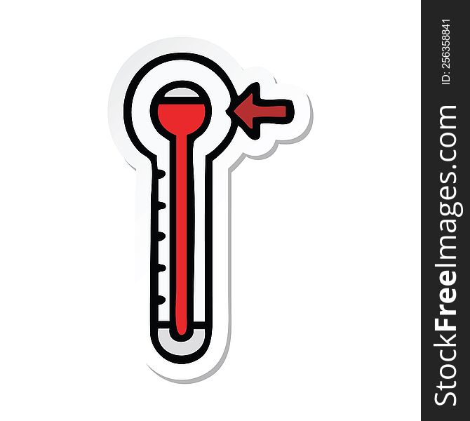 sticker of a cute cartoon hot thermometer