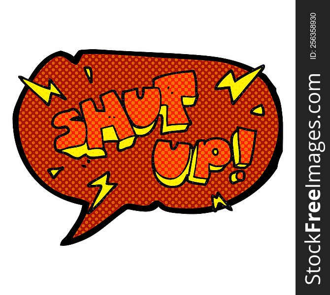 freehand drawn comic book speech bubble cartoon shut up! symbol