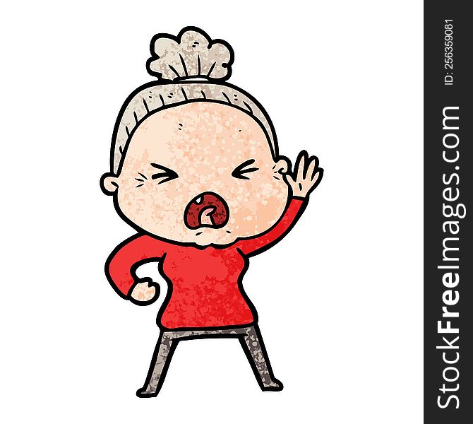cartoon angry old woman. cartoon angry old woman