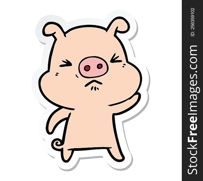 Sticker Of A Cartoon Grumpy Pig