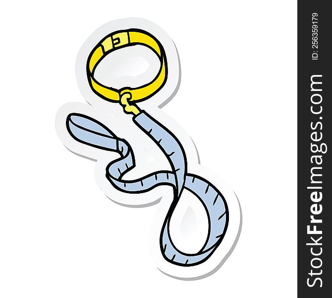 sticker of a cartoon dog collar and leash