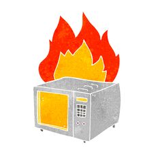 Retro Cartoon Microwave On Fire Stock Image Retro Cartoon Microwave On Fire Stock Image