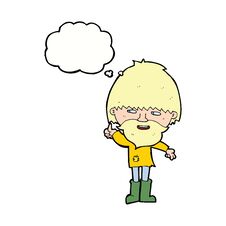 Cartoon Hippie Man In Wellington Boots With Thought Bubble Stock Image Cartoon Hippie Man In Wellington Boots With Thought Bubble Stock Image