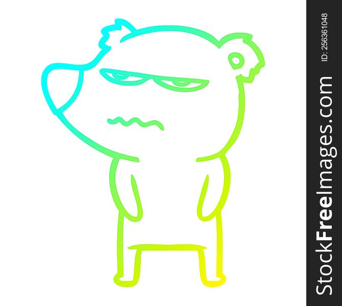 Cold Gradient Line Drawing Angry Bear Polar Cartoon