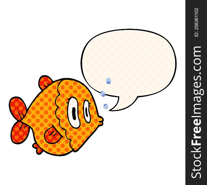 Cartoon Fish And Speech Bubble In Comic Book Style