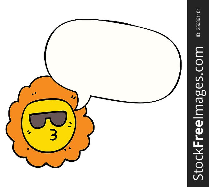 Cartoon Sunflower And Speech Bubble
