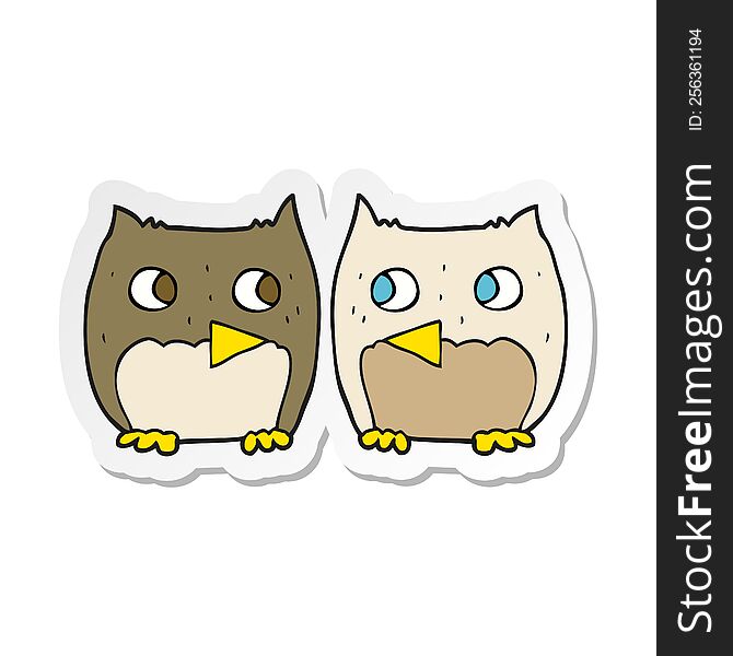 Sticker Of A Cute Cartoon Owls