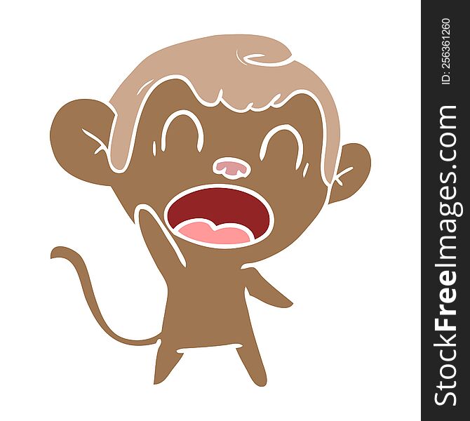 Shouting Flat Color Style Cartoon Monkey