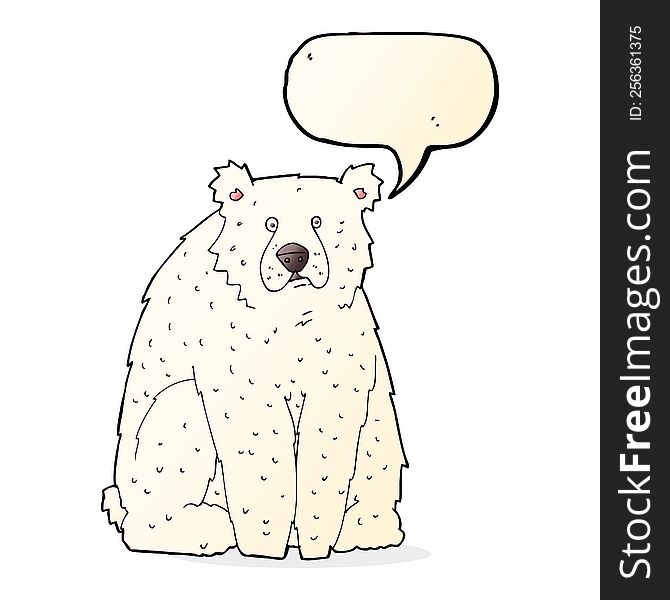 Cartoon Funny Polar Bear With Speech Bubble