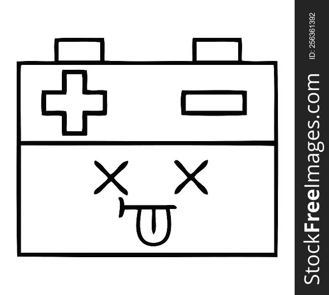 line drawing cartoon of a car battery