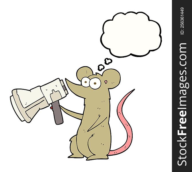 thought bubble cartoon mouse with megaphone