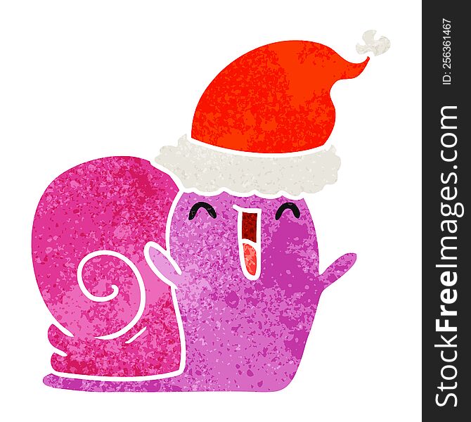 Christmas Retro Cartoon Of Kawaii Snail