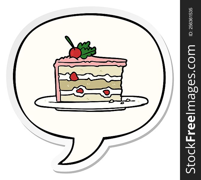 Cartoon Tasty Dessert;cake And Speech Bubble Sticker