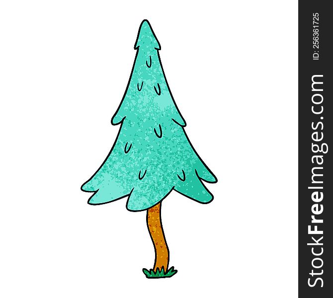 textured cartoon doodle of woodland pine trees