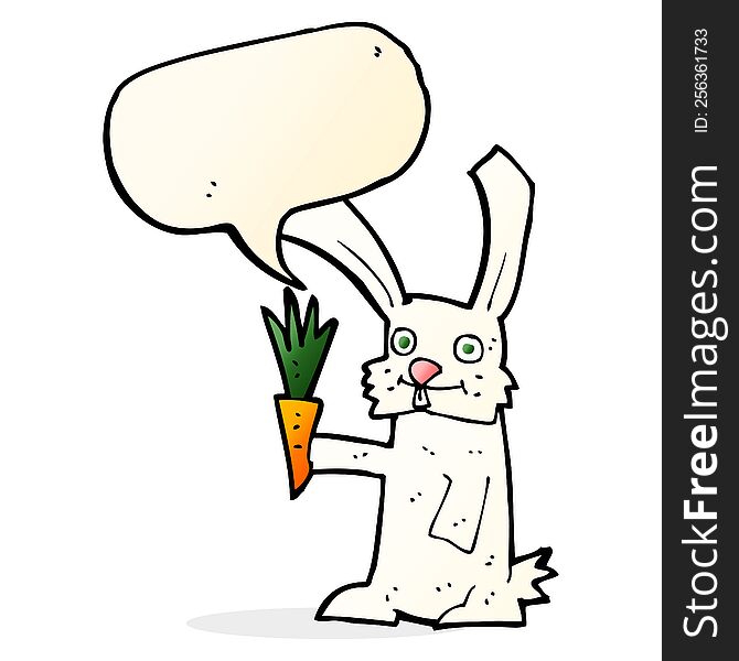 Cartoon Rabbit With Carrot With Speech Bubble