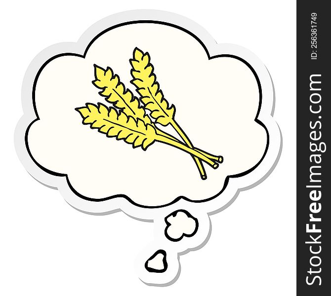cartoon wheat with thought bubble as a printed sticker
