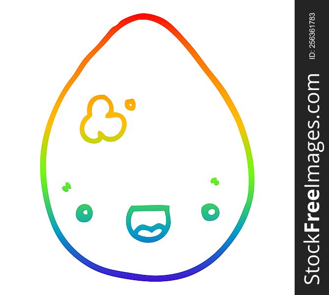 rainbow gradient line drawing of a cartoon egg