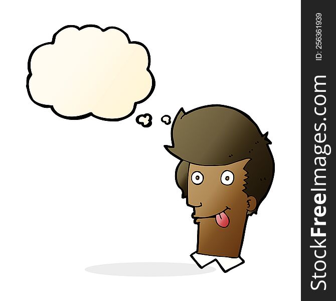 Cartoon Man With Tongue Hanging Out With Thought Bubble