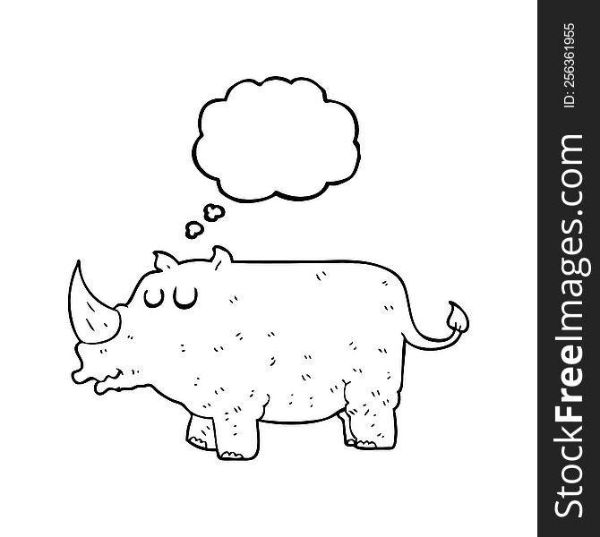 freehand drawn thought bubble cartoon rhino