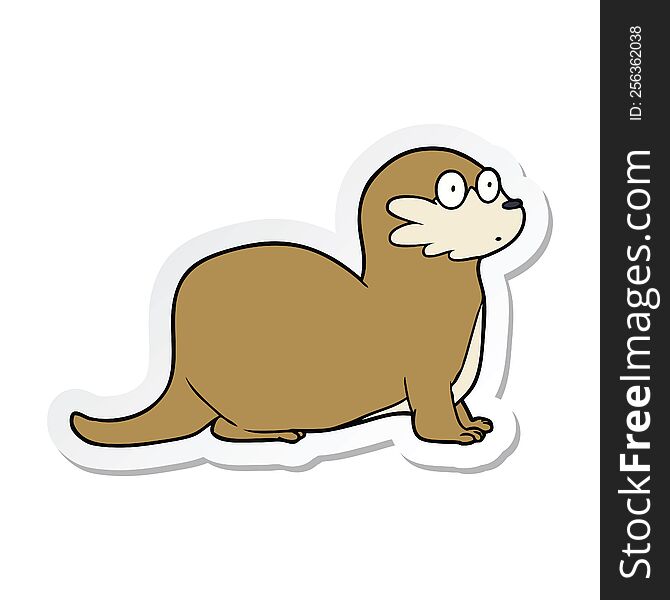 Sticker Of A Cartoon Otter