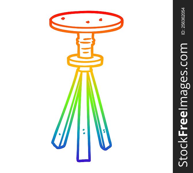Rainbow Gradient Line Drawing Cartoon Stool