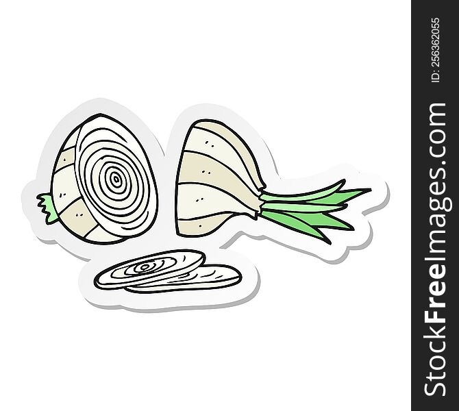 sticker of a cartoon sliced onion