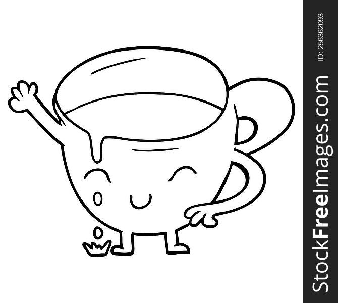 cartoon spilled teacup. cartoon spilled teacup