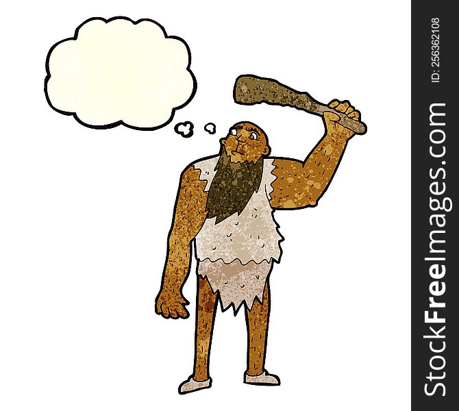 Cartoon Neanderthal With Thought Bubble