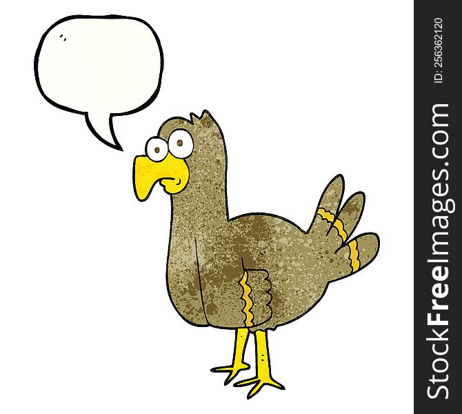 freehand speech bubble textured cartoon bird