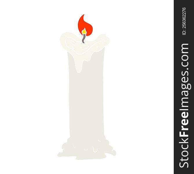 Flat Color Illustration Of A Cartoon Spooky Candle