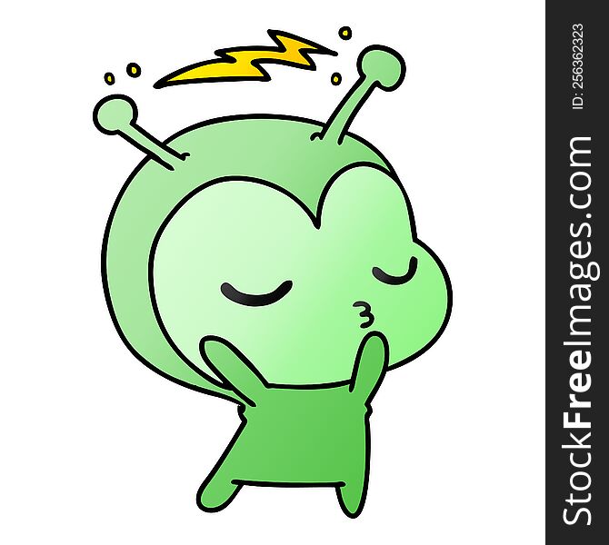 Gradient Cartoon Of A Cute Kawaii Alien